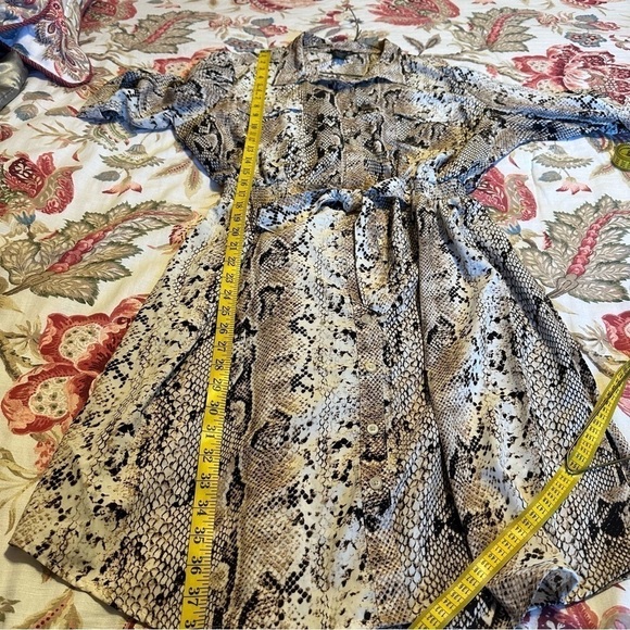Millenium Dress Animal Print Shift Elastic Tie Waist Snakeskin  3/4 Sleeve Sz XL - Picture 10 of 11